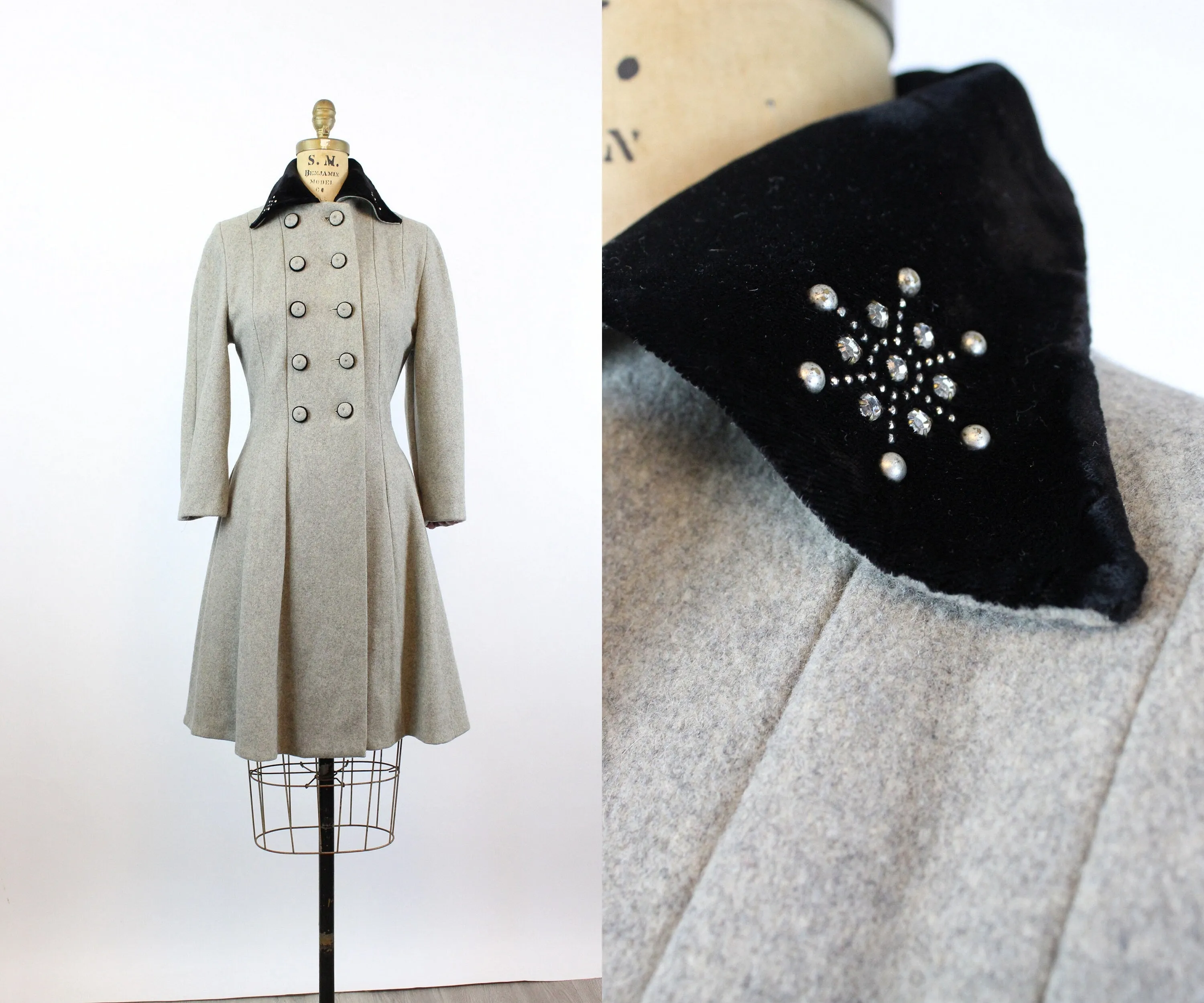 1940s GRAY wool PRINCESS coat xs | new winter