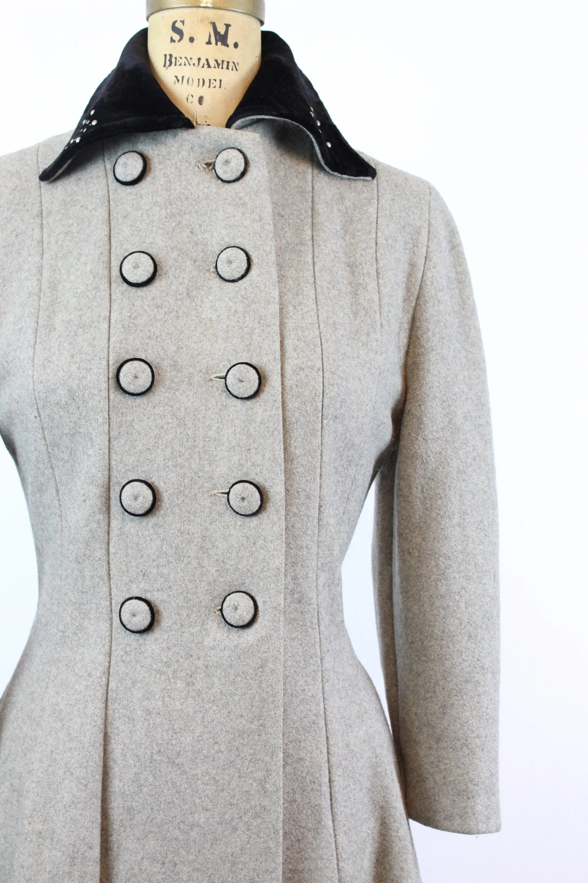 1940s GRAY wool PRINCESS coat xs | new winter