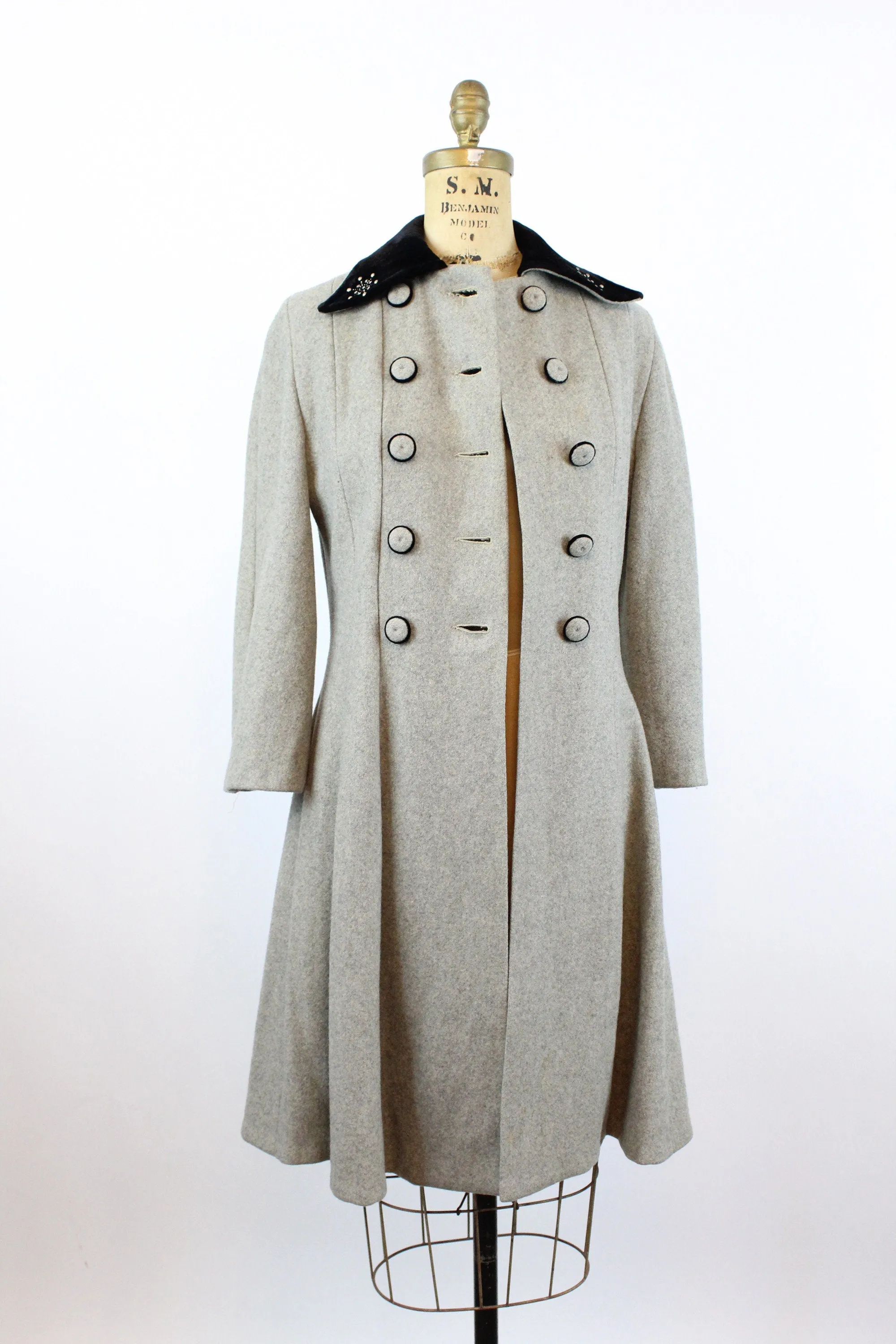 1940s GRAY wool PRINCESS coat xs | new winter