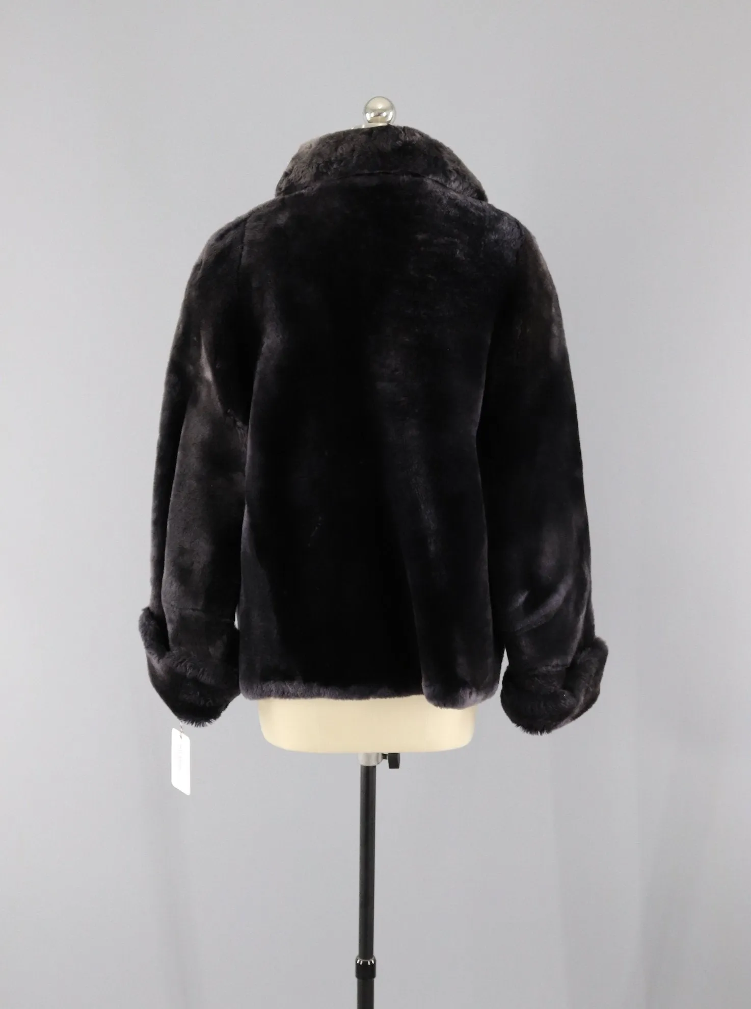 1950s Smoke Grey Mouton Lamb Fur Coat / Perlstein Fur Co St. Louis