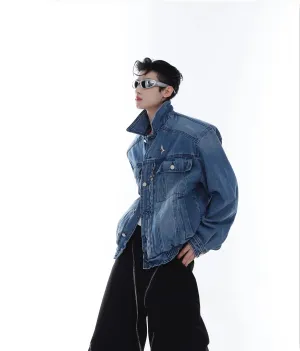 【23s Feb.】High Shoulder Cropped Denim Jacket