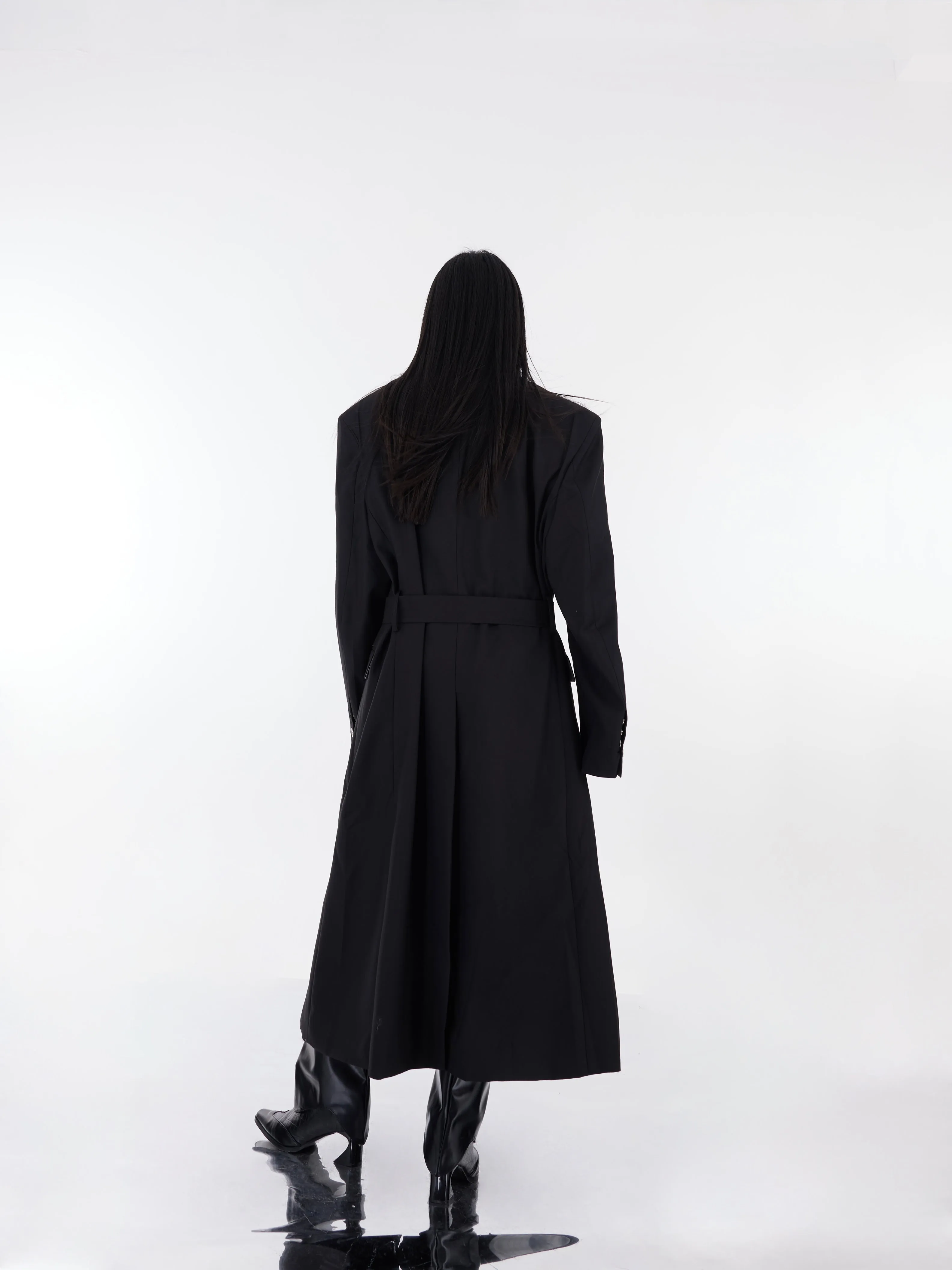 【23s January.】Simple High-end Drape Silhouette Long Trench Coat