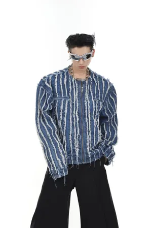 【23s Jun.】Fringed Shoulder Padded Denim Jacket