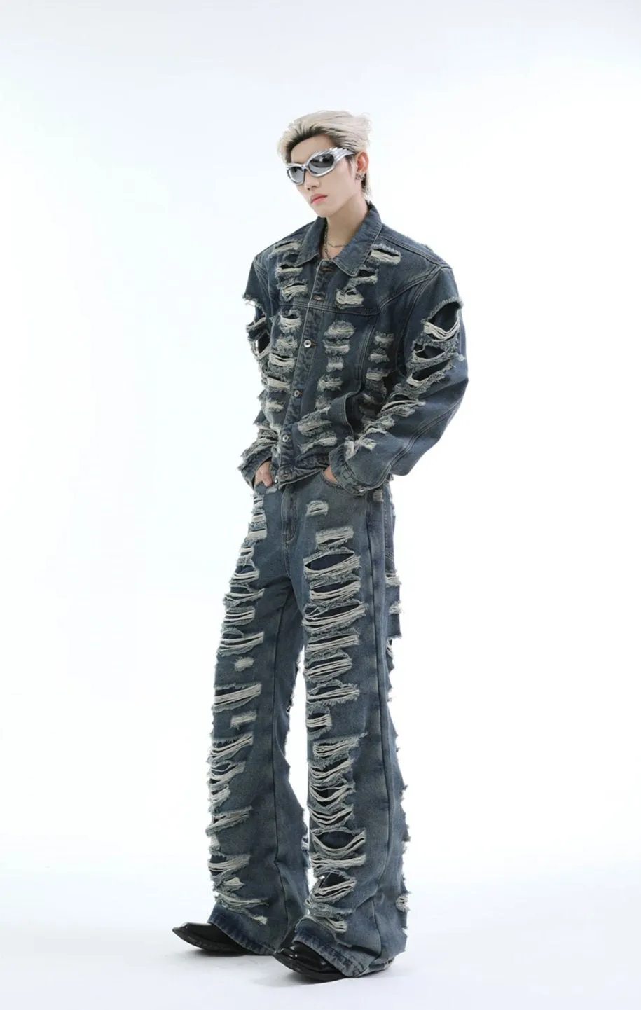 【24s Oct.】High Street Ripped Denim Jacket   Jeans