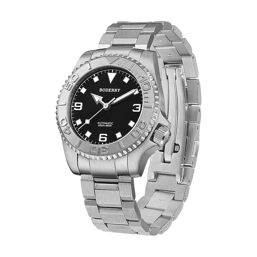 ADMIRAL 3-Hand No-Date - 200M Waterproof Titanium Automatic Diver Watch | Jet Black