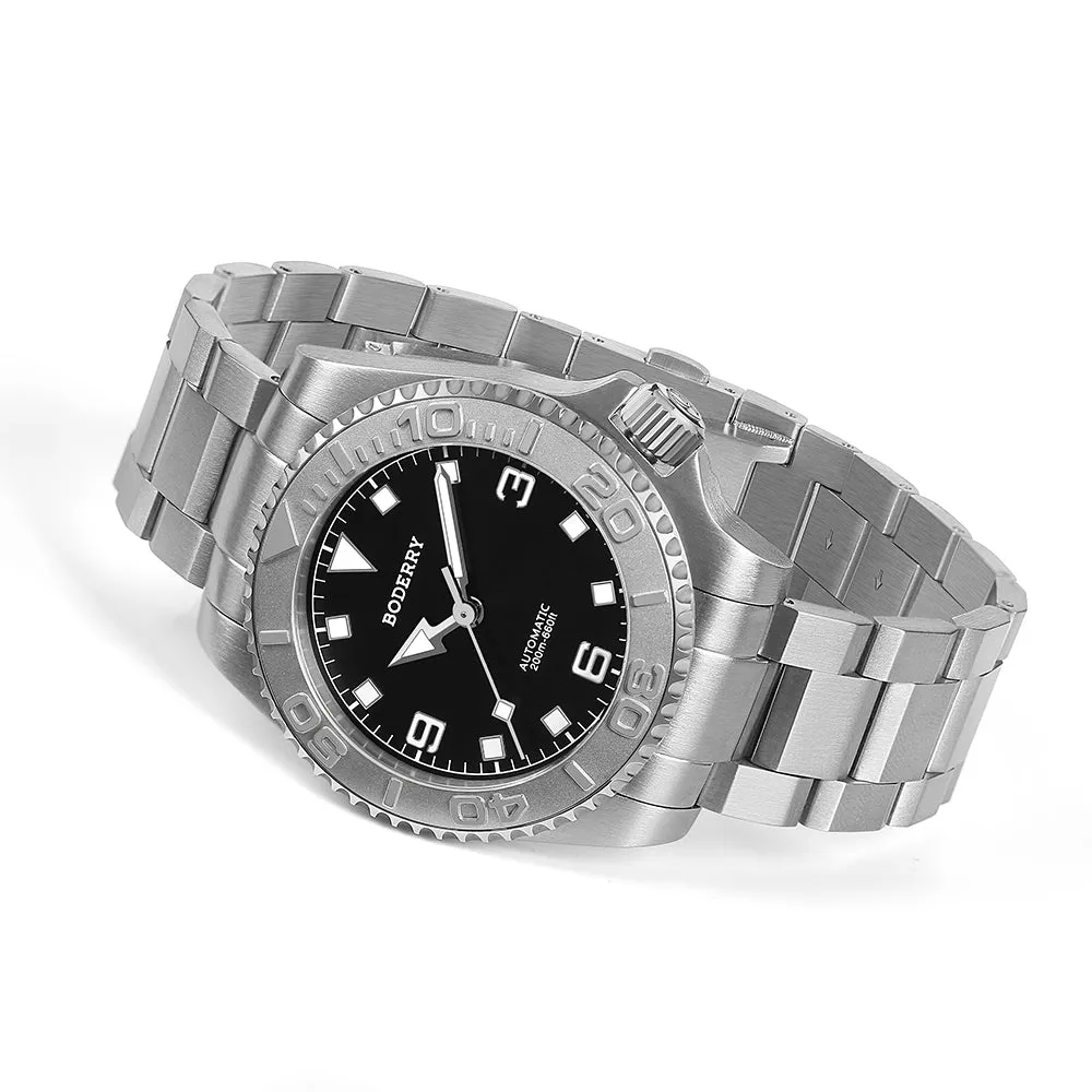 ADMIRAL 3-Hand No-Date - 200M Waterproof Titanium Automatic Diver Watch | Jet Black