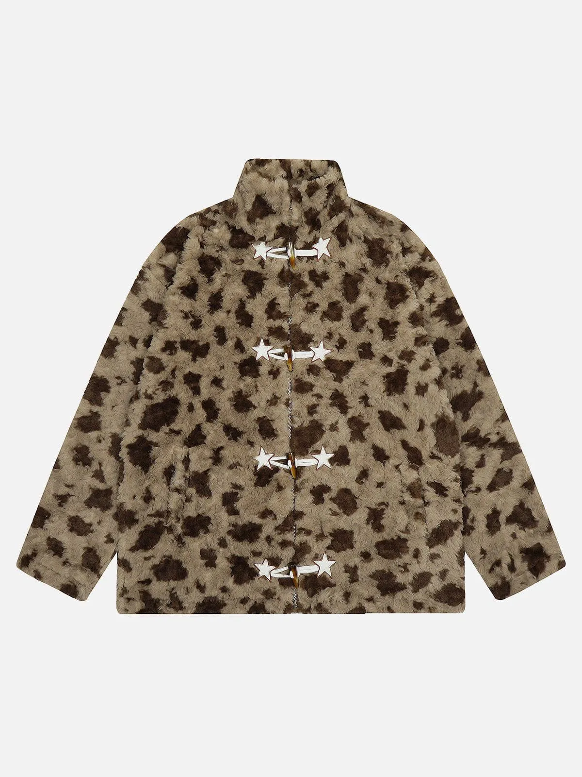 Aelfric Eden Leopard Star Button Sherpa Coat