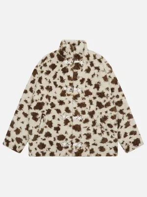 Aelfric Eden Leopard Star Button Sherpa Coat