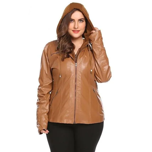 ANALUKE Faux-Leather Jacket Coat