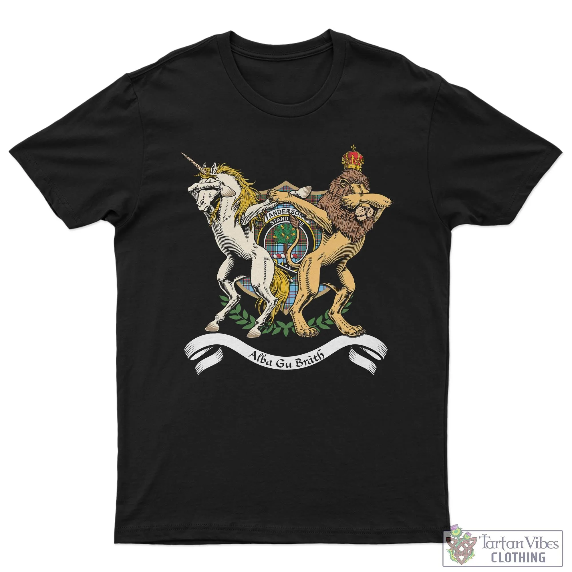 Anderson Ancient Family Crest Cotton Men's T-Shirt with Scotland Royal Coat Of Arm Funny Style