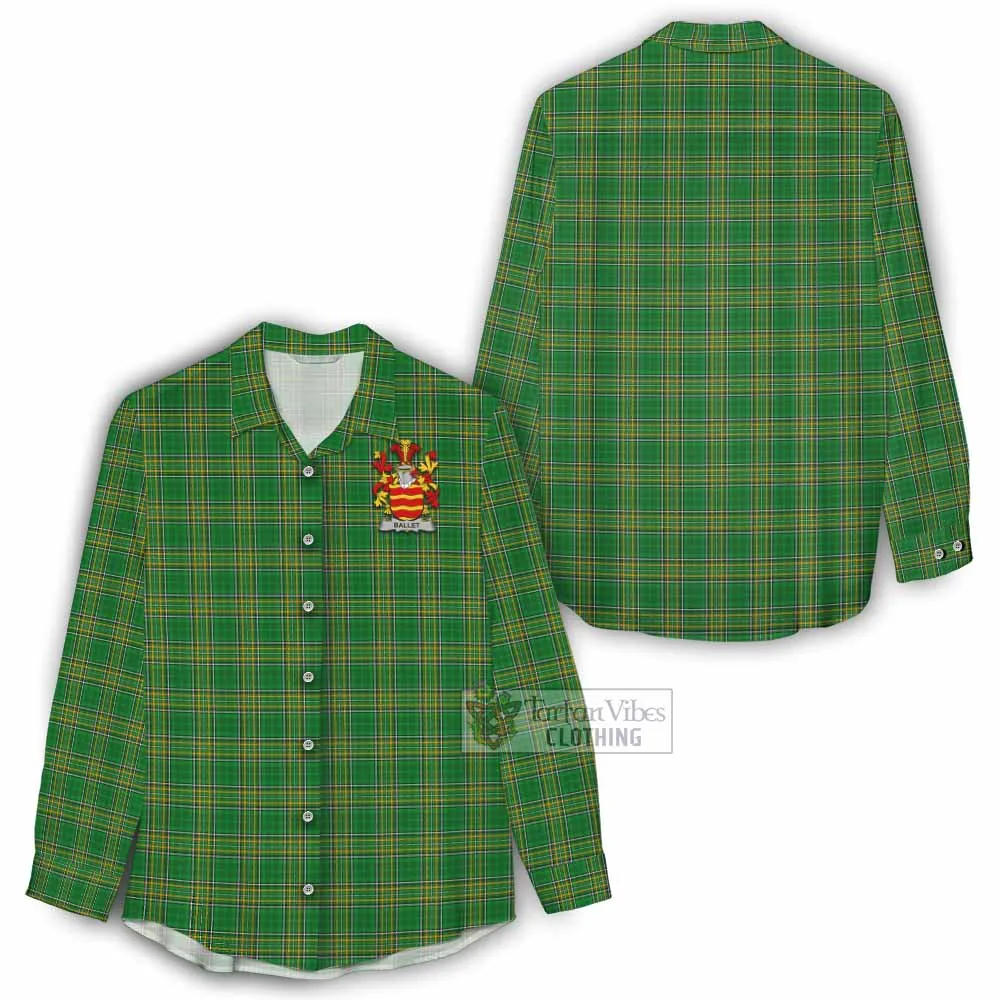 Ballet Irish Clan Tartan Women's Casual Shirt with Coat of Arms