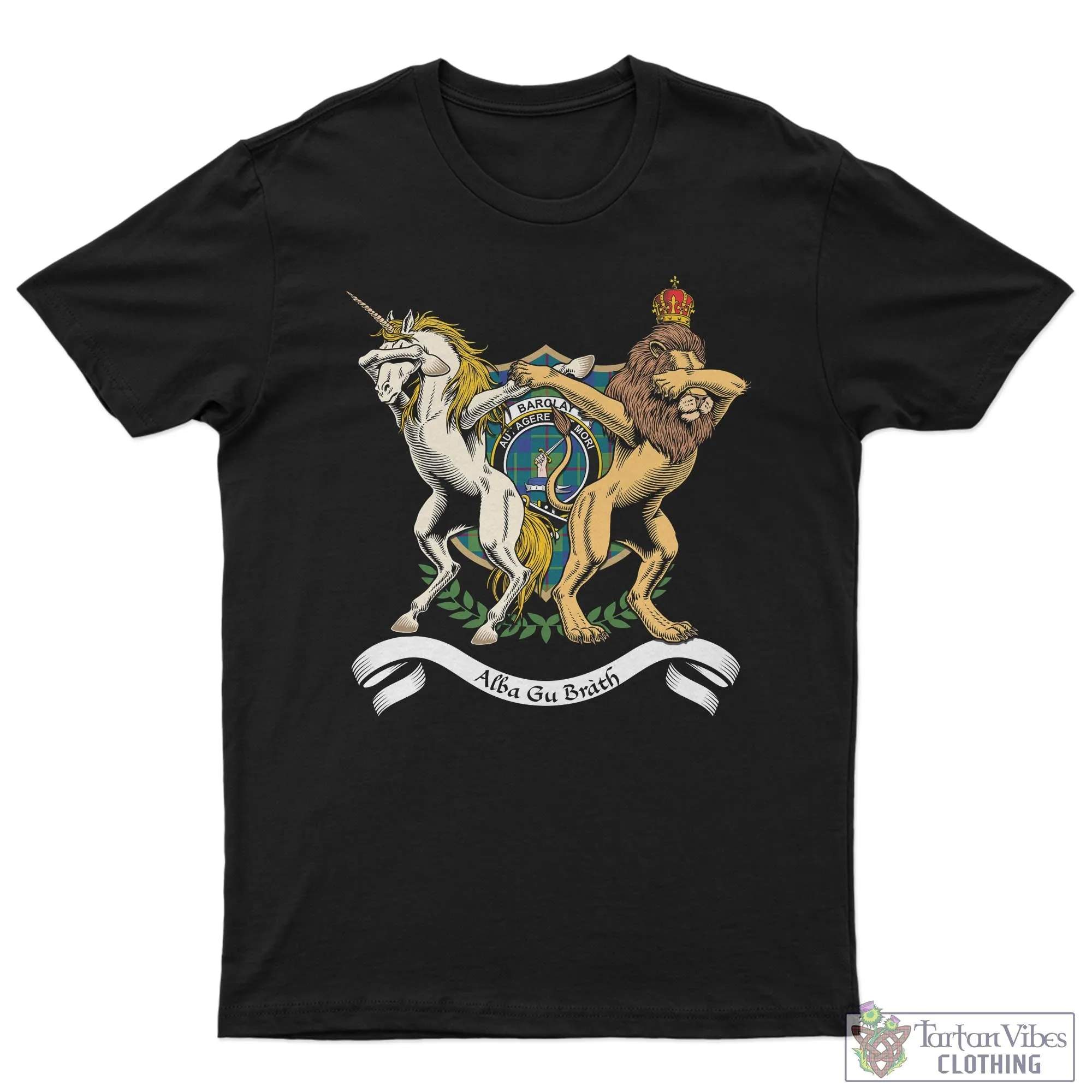 Barclay Hunting Ancient Family Crest Cotton Men's T-Shirt with Scotland Royal Coat Of Arm Funny Style