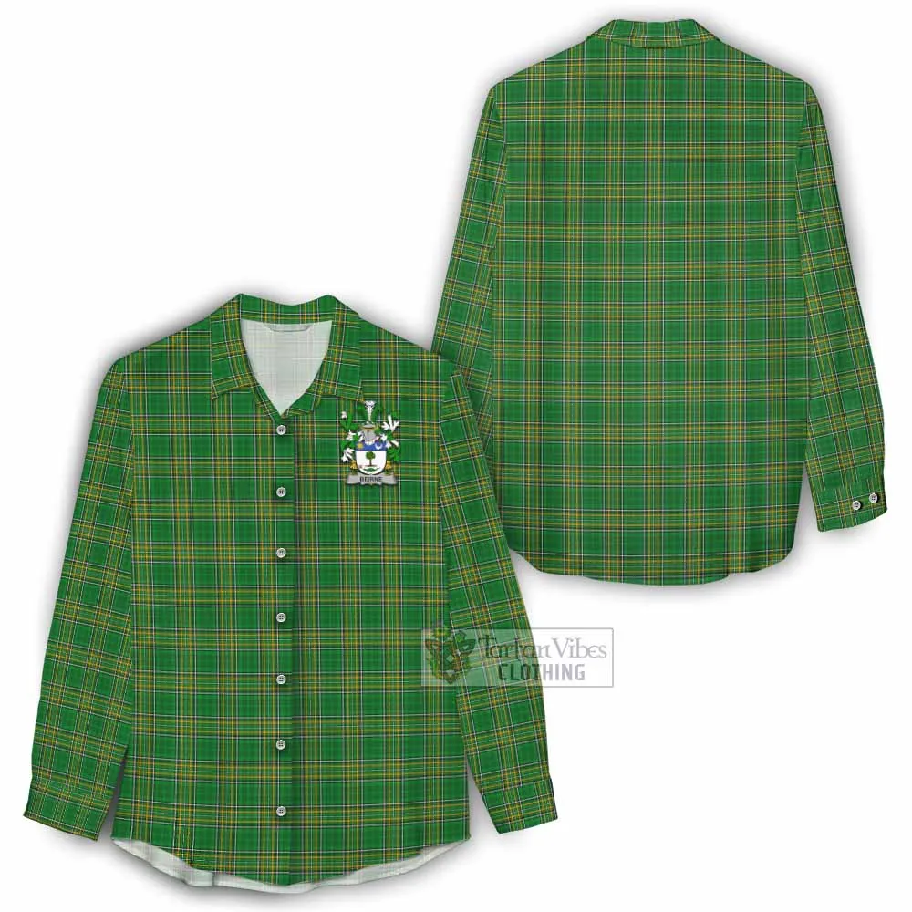 Beirne Irish Clan Tartan Women's Casual Shirt with Coat of Arms