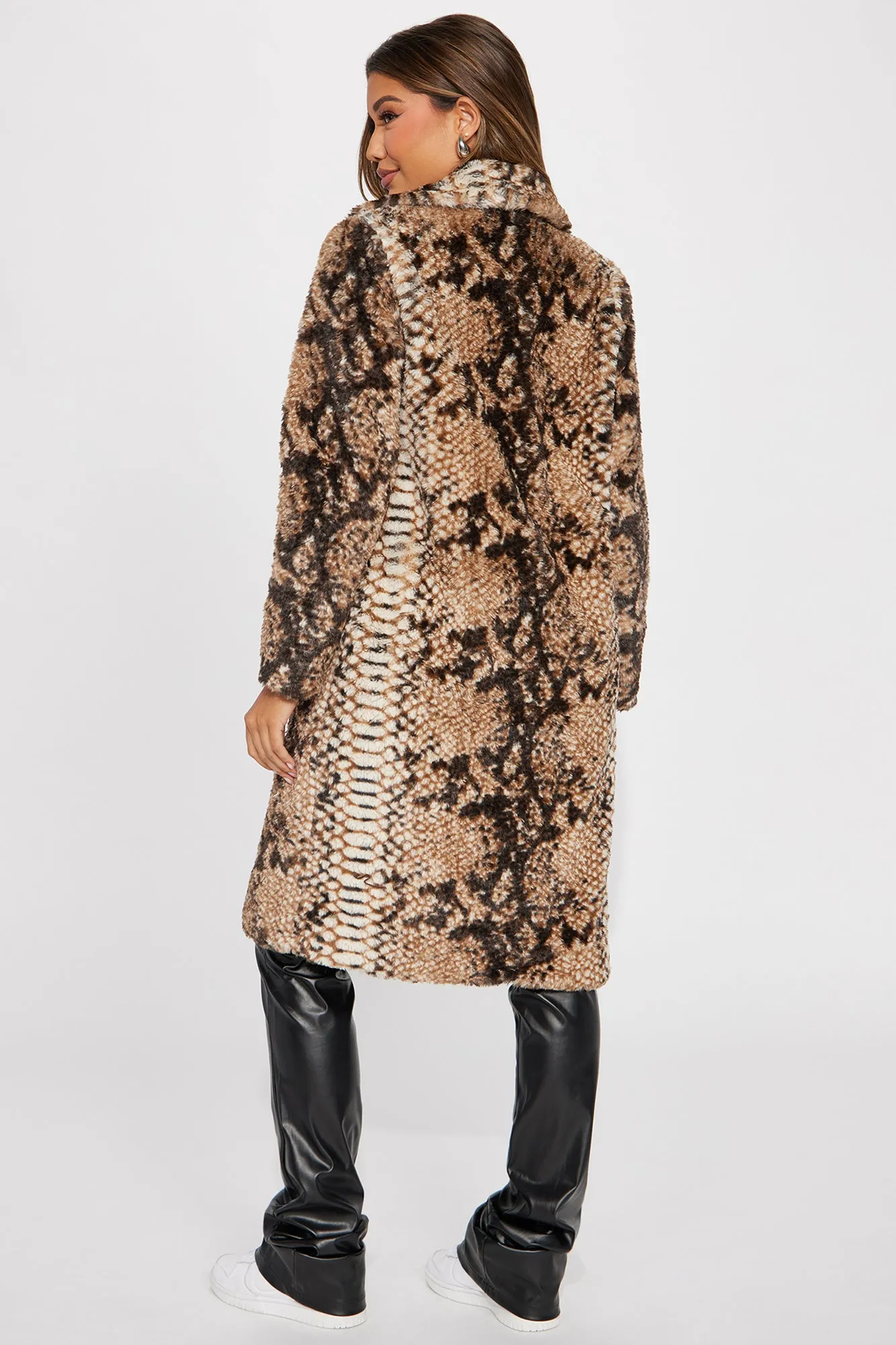 Beware Of Snakes Fur Coat - Brown/combo