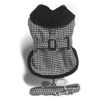 Black & White Classic Houndstooth Harness Coat