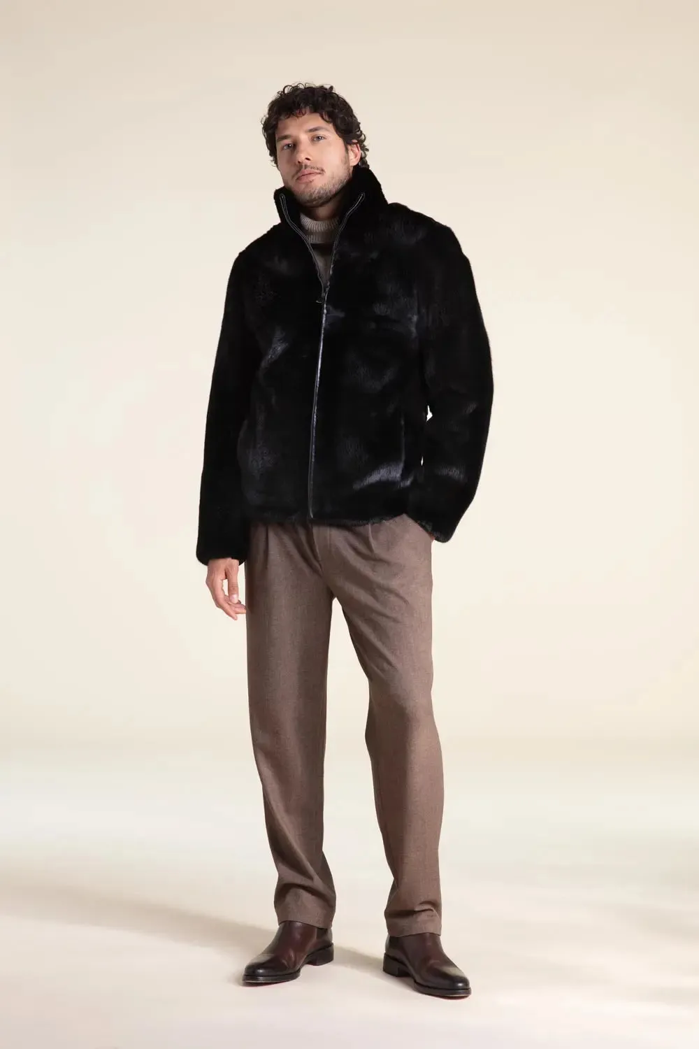 Black fur men jacket