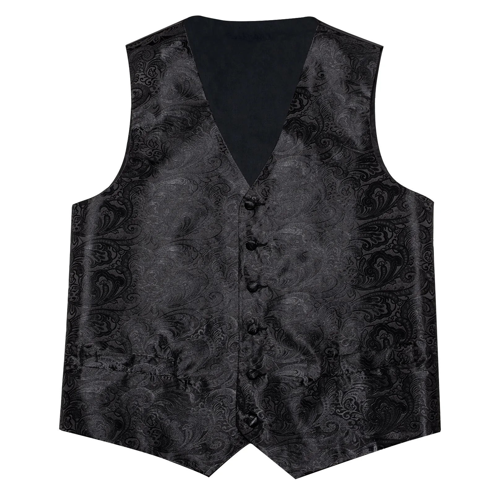 Black Paisley Silk Men's Vest Single Vest