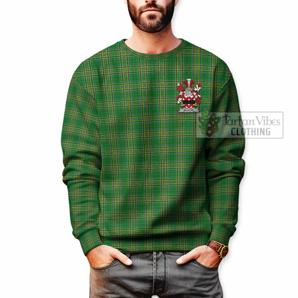 Blacke Irish Clan Tartan Sweatshirt with Coat of Arms