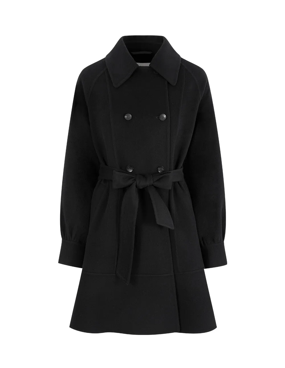 BORA AKSU Retro Puff Sleeve Mulberry Silk Blended Wool Coat