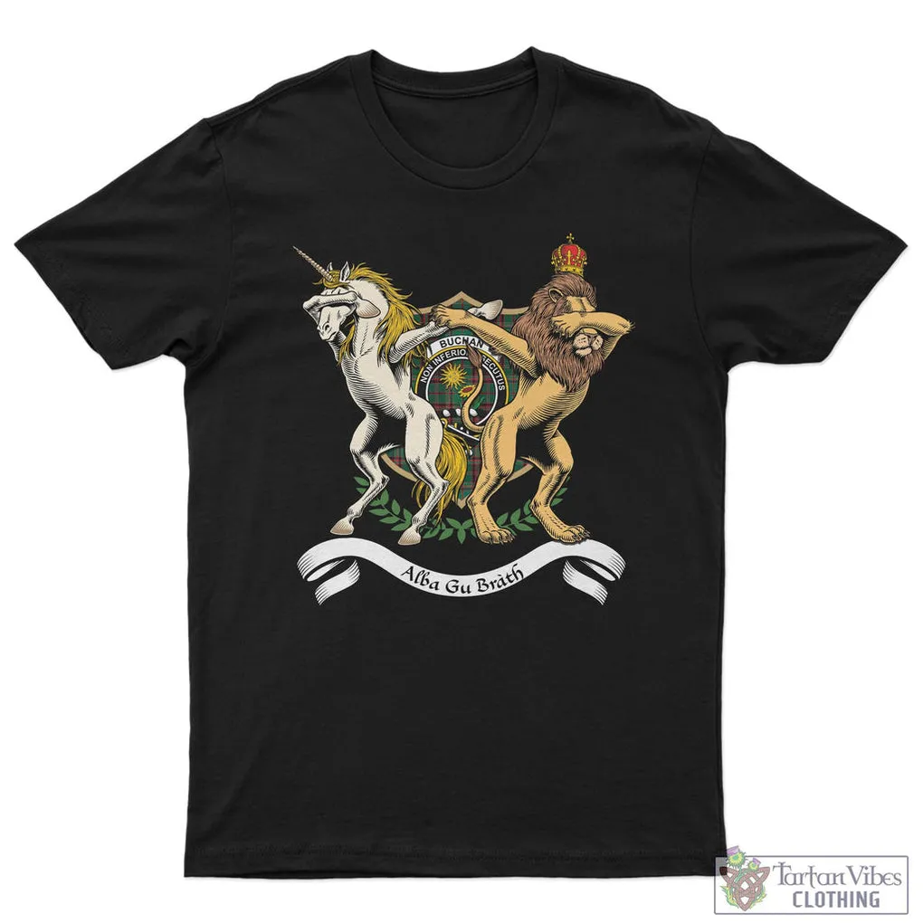 Buchan Ancient Family Crest Cotton Men's T-Shirt with Scotland Royal Coat Of Arm Funny Style