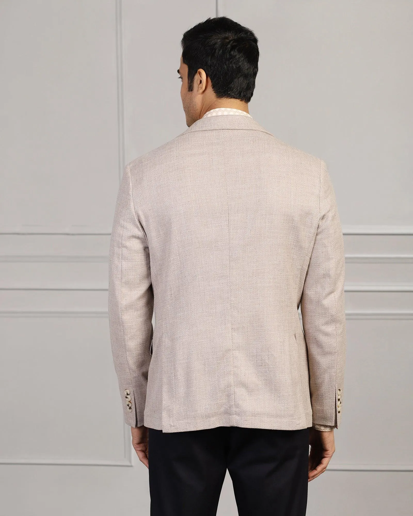 Casual Beige Textured Blazer - Astin