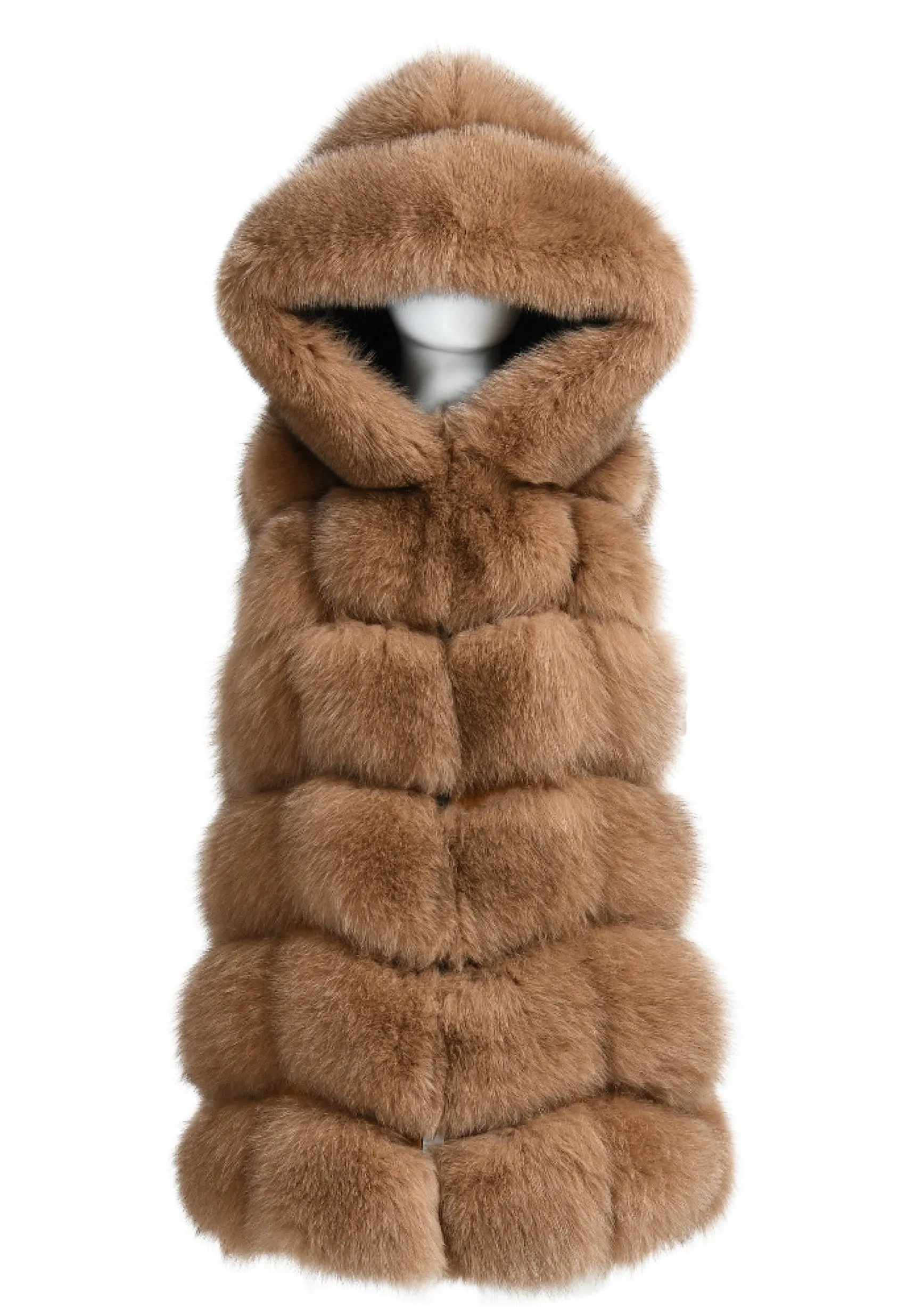 CINDY Hooded Fox Fur Vest