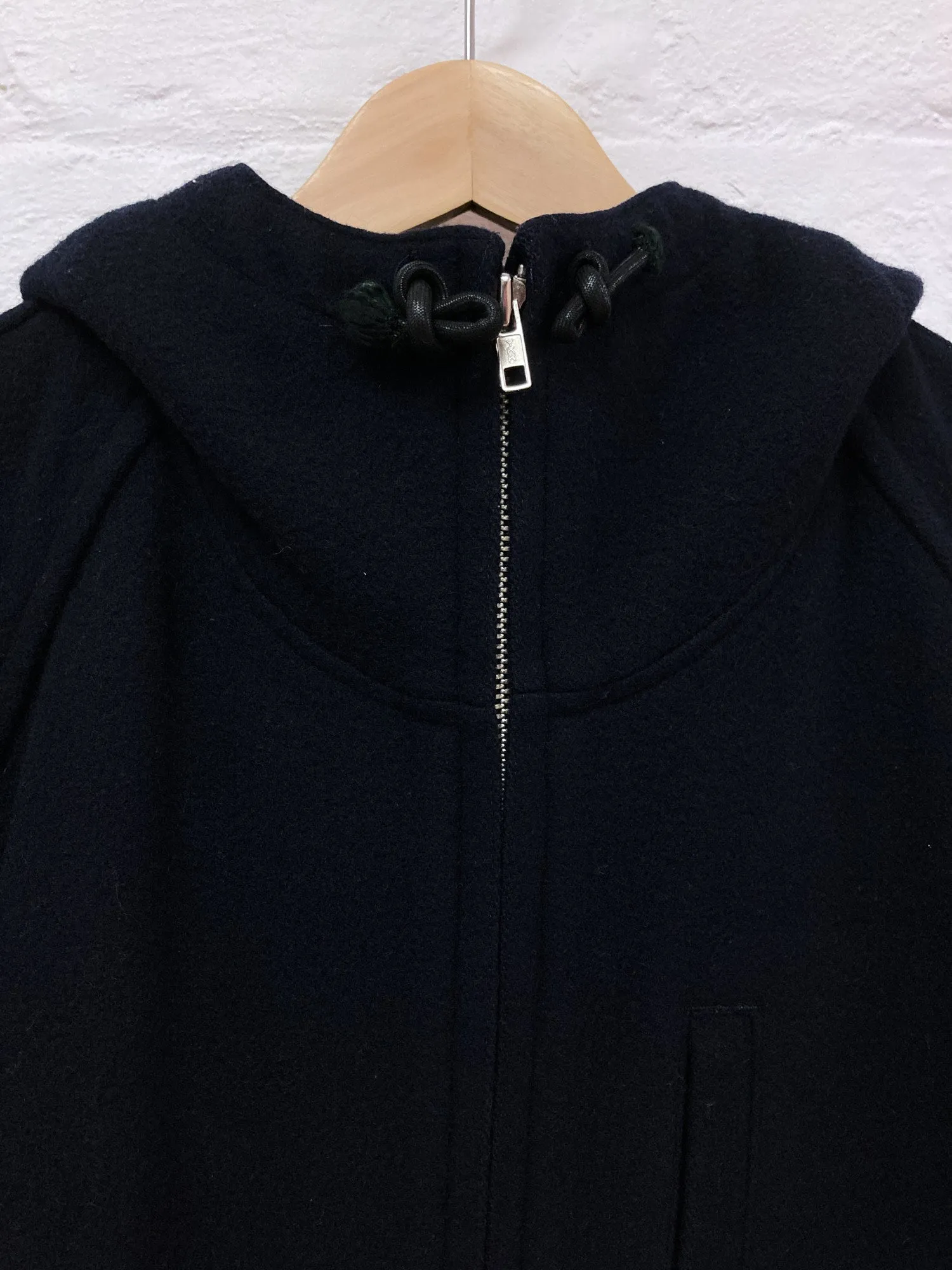 Comme des Garcons Homme 1993 dark navy wool melton hooded parka coat - M