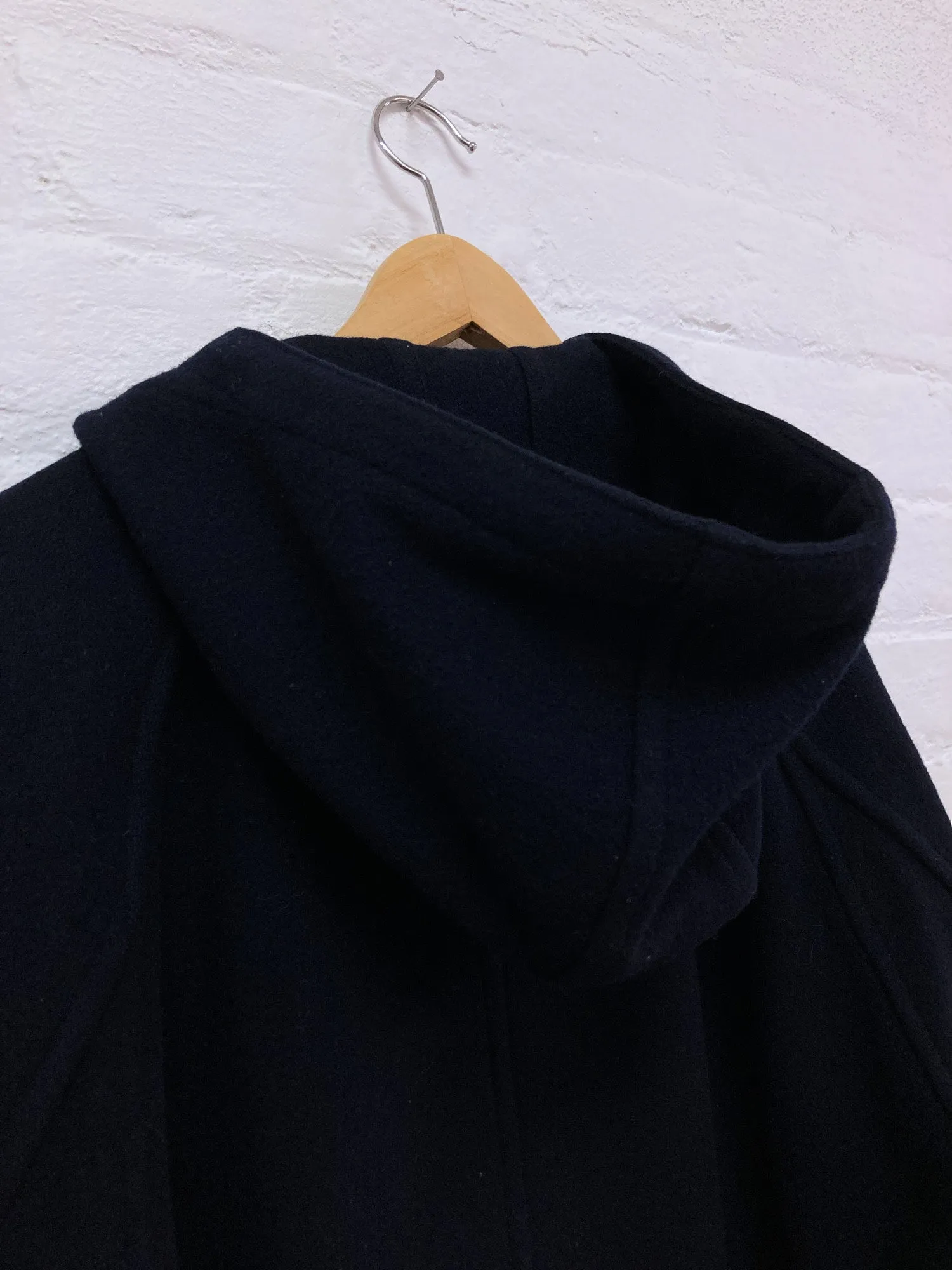 Comme des Garcons Homme 1993 dark navy wool melton hooded parka coat - M