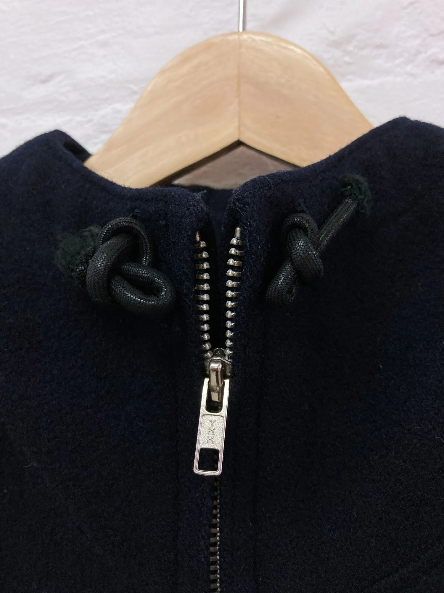 Comme des Garcons Homme 1993 dark navy wool melton hooded parka coat - M