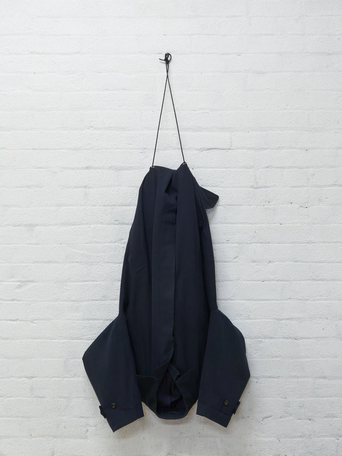 Comme des Garcons Homme Plus 1990 dark navy drawstring hem coat - mens M