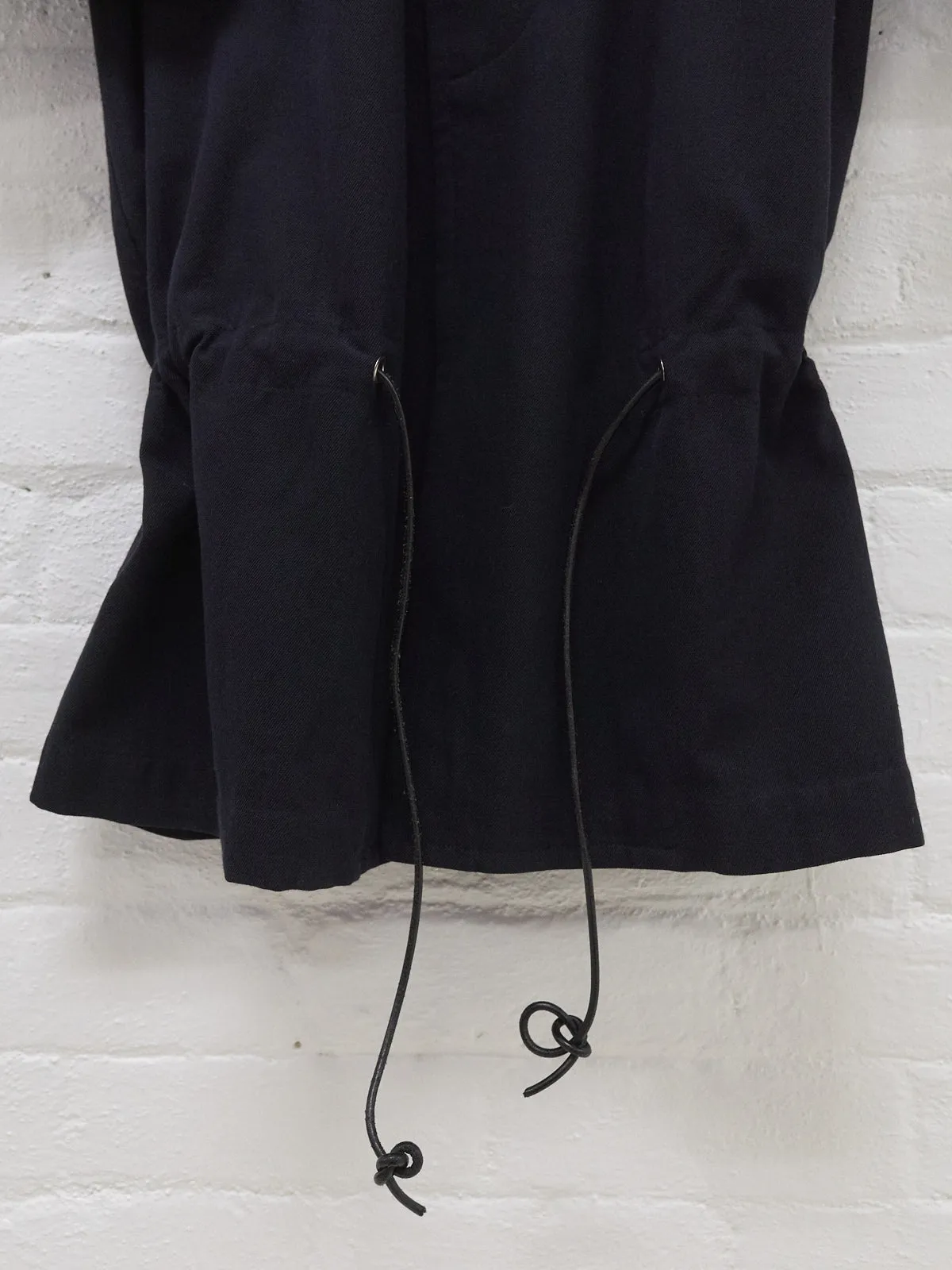 Comme des Garcons Homme Plus 1990 dark navy drawstring hem coat - mens M