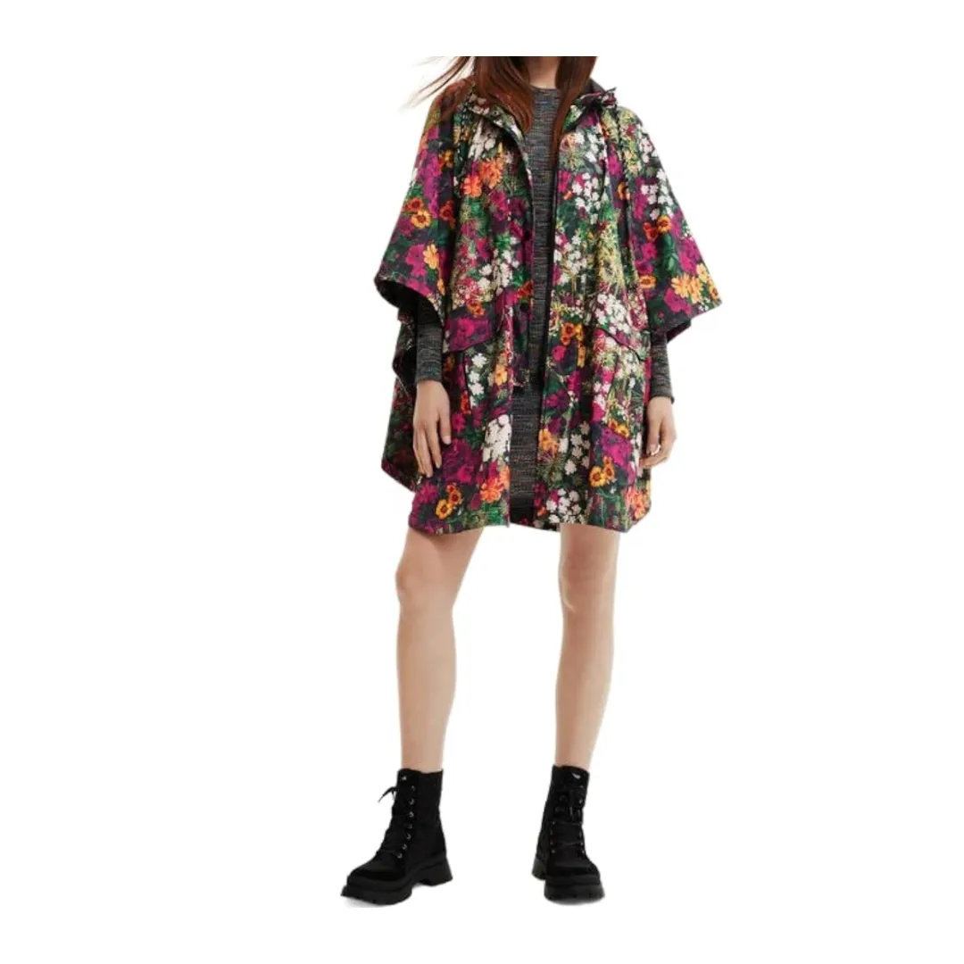 Desigual Poncho Raincoat Cape Floral Multicolour ONE SIZE