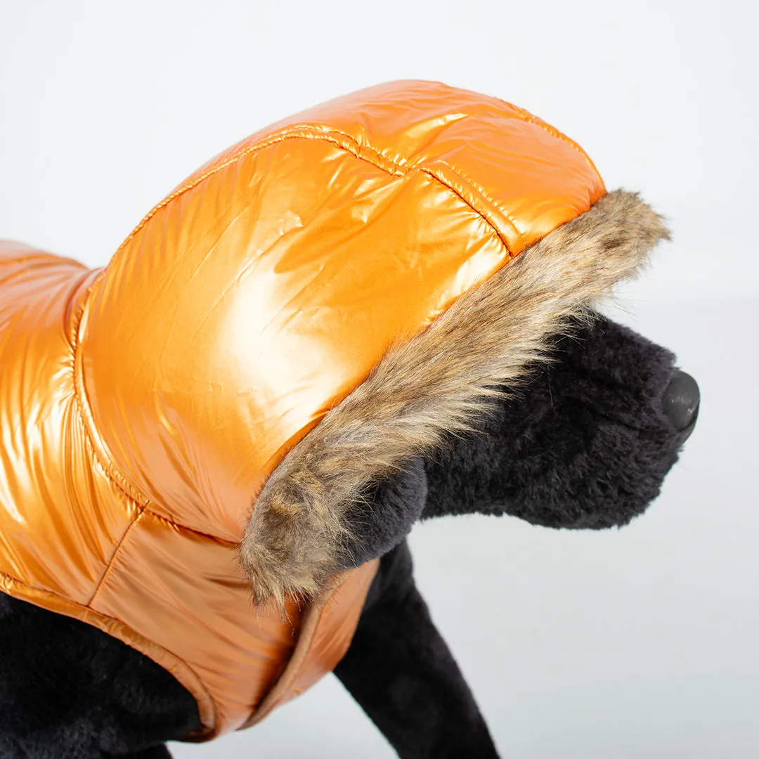 DOG JACKET PUFFER ORANGE GOLD