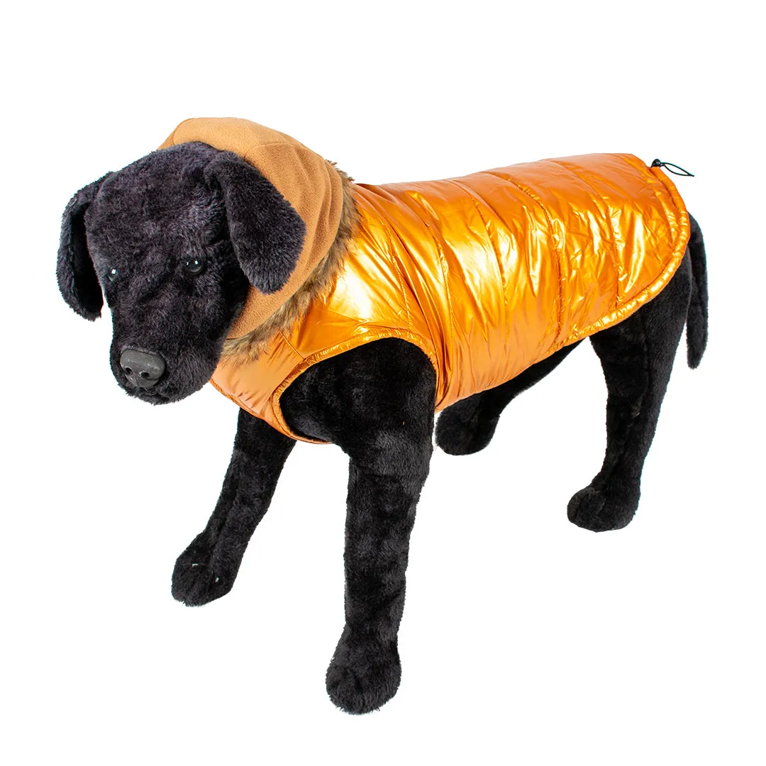 DOG JACKET PUFFER ORANGE GOLD