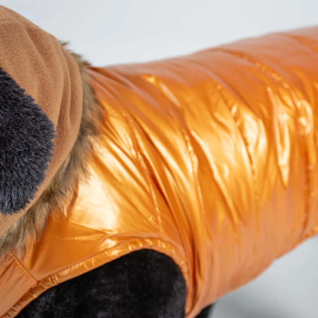 DOG JACKET PUFFER ORANGE GOLD