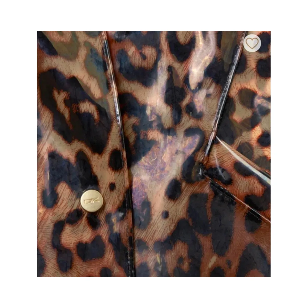 DONNA KAREN NEW YORK Leopard Print Raincoat SIZE L