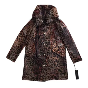 DONNA KAREN NEW YORK Leopard Print Raincoat SIZE L