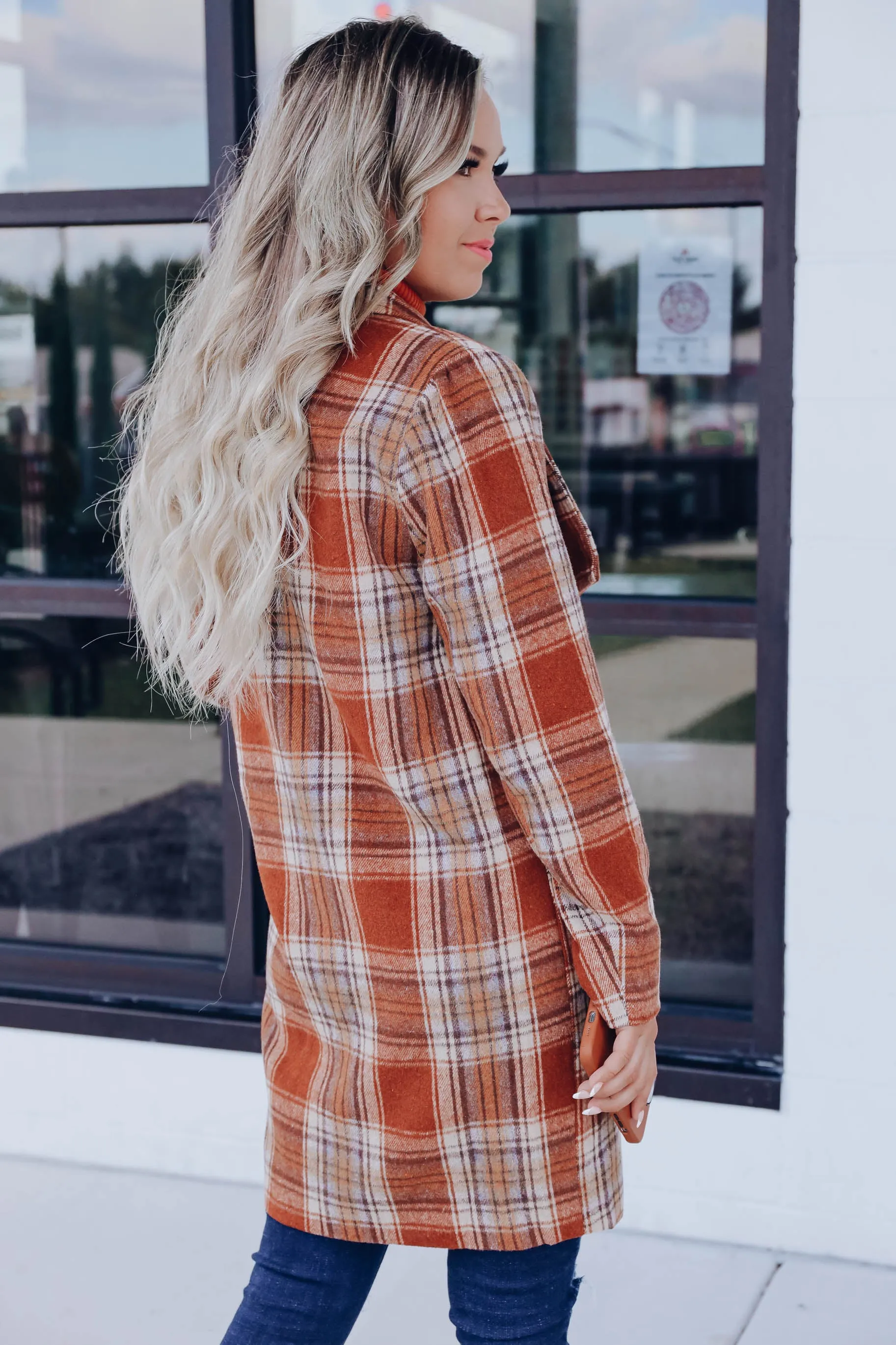 Drey Plaid Coat - Chestnut