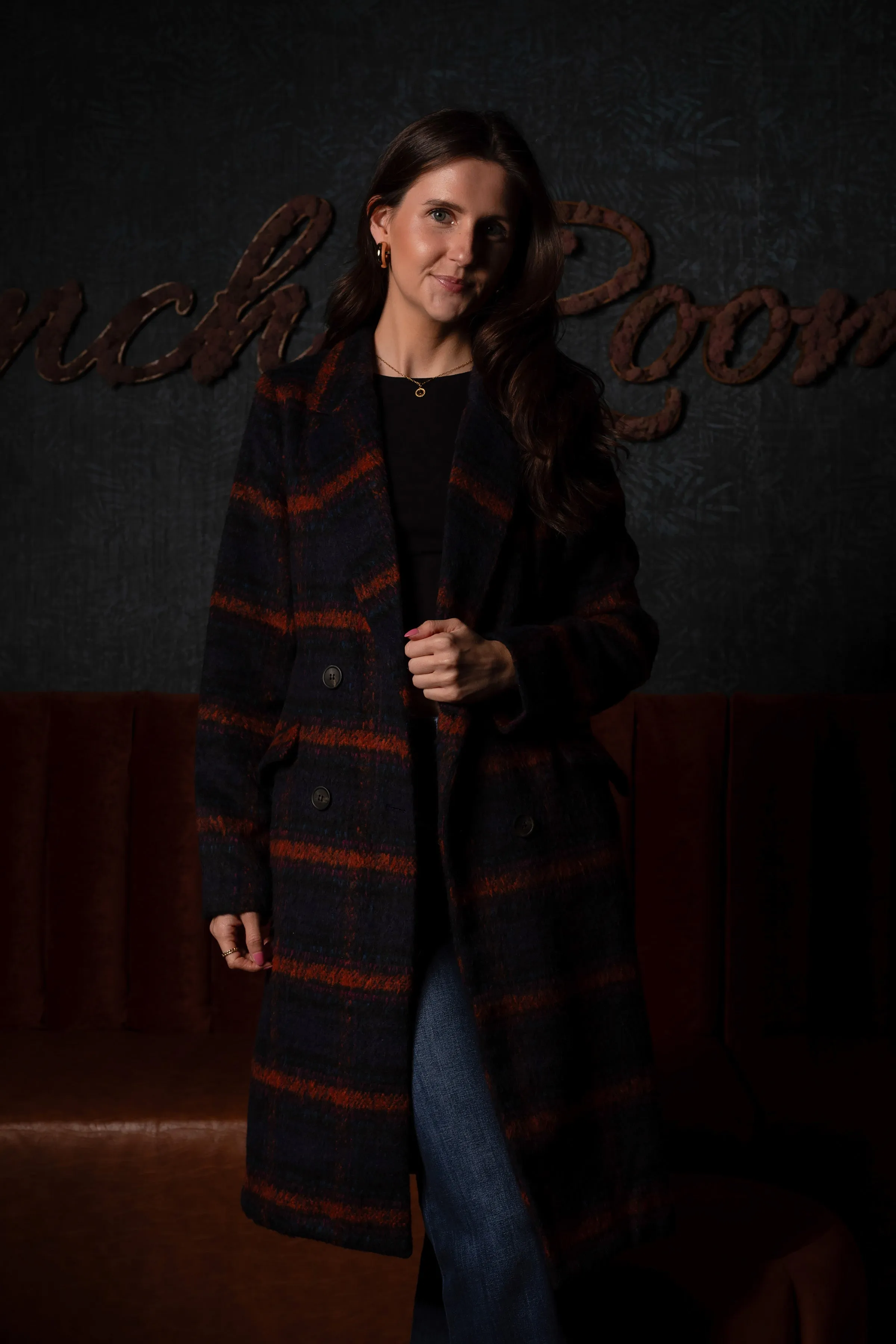 Eliza Navy Plaid Coat - FINAL SALE