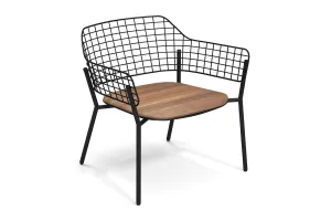 EMU Lyze Stackable Aluminum/Teak Lounge Chair