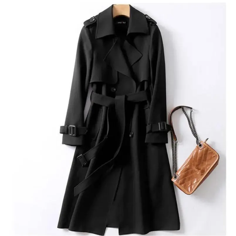 Fashion woman trench coat for women Double breasted lapel Winter long coat for women autumn belt  New outerwear