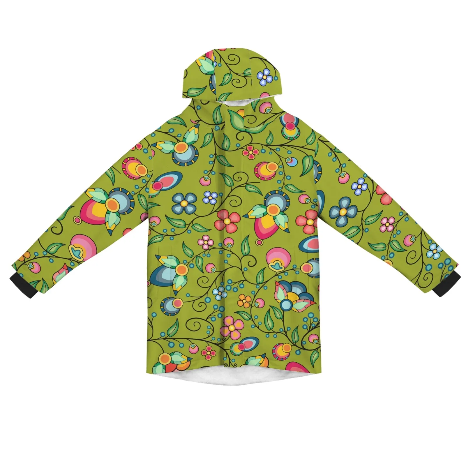 Floral Bounty Sweetgrass Unisex Sherpa Lined Hooded Coat