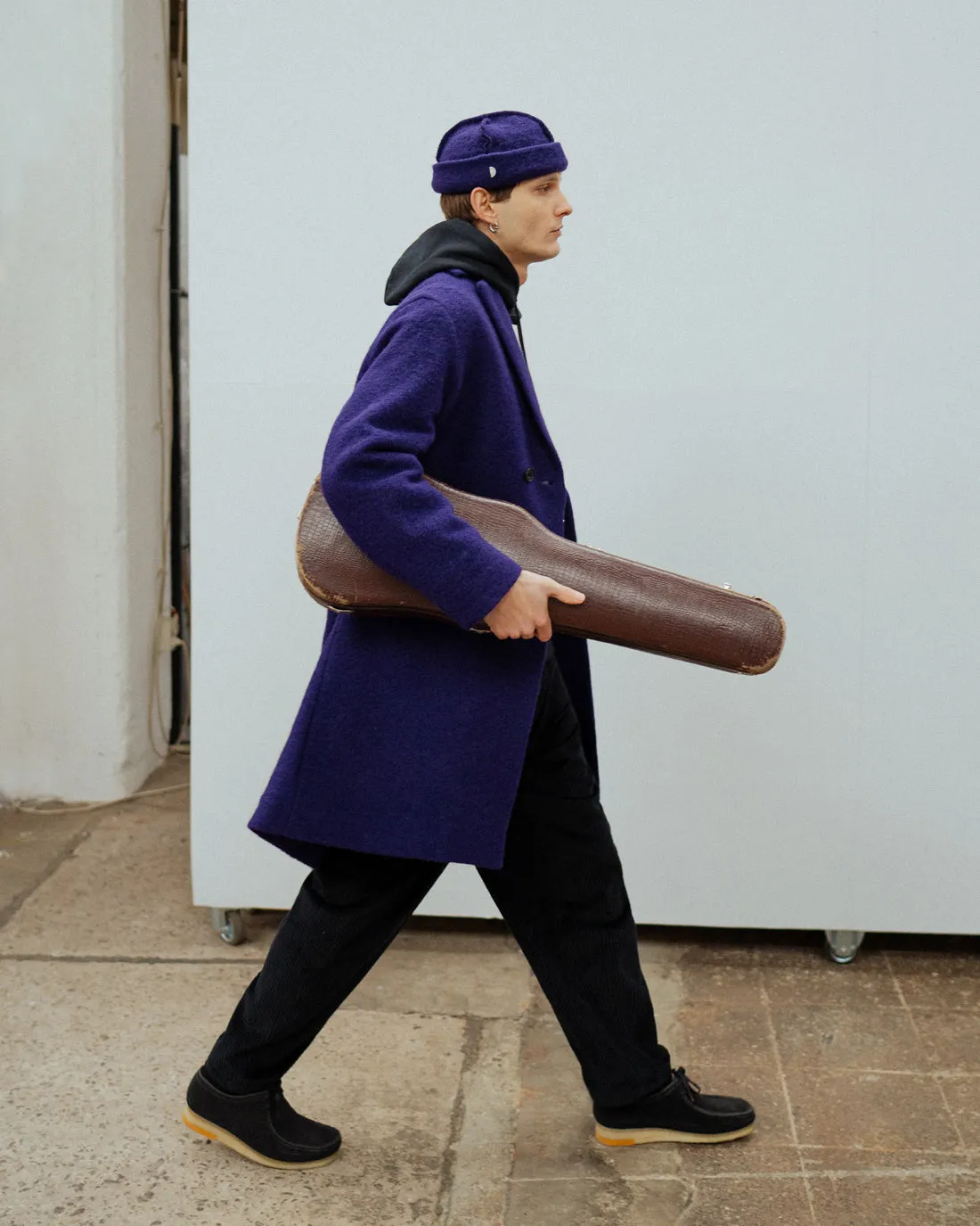 Formal Wool-Blend Coat Purple