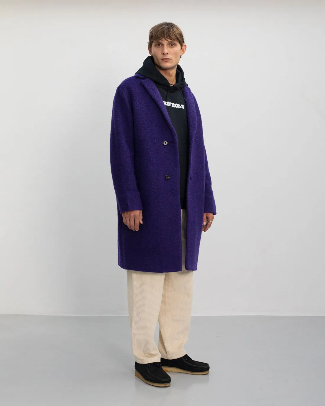 Formal Wool-Blend Coat Purple