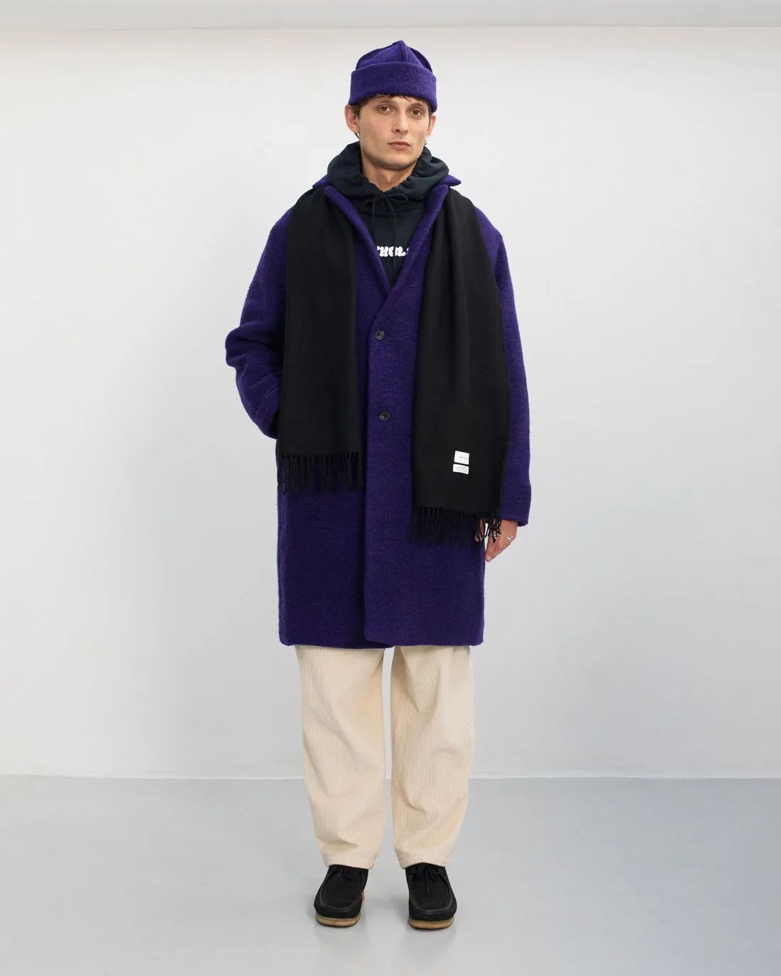 Formal Wool-Blend Coat Purple