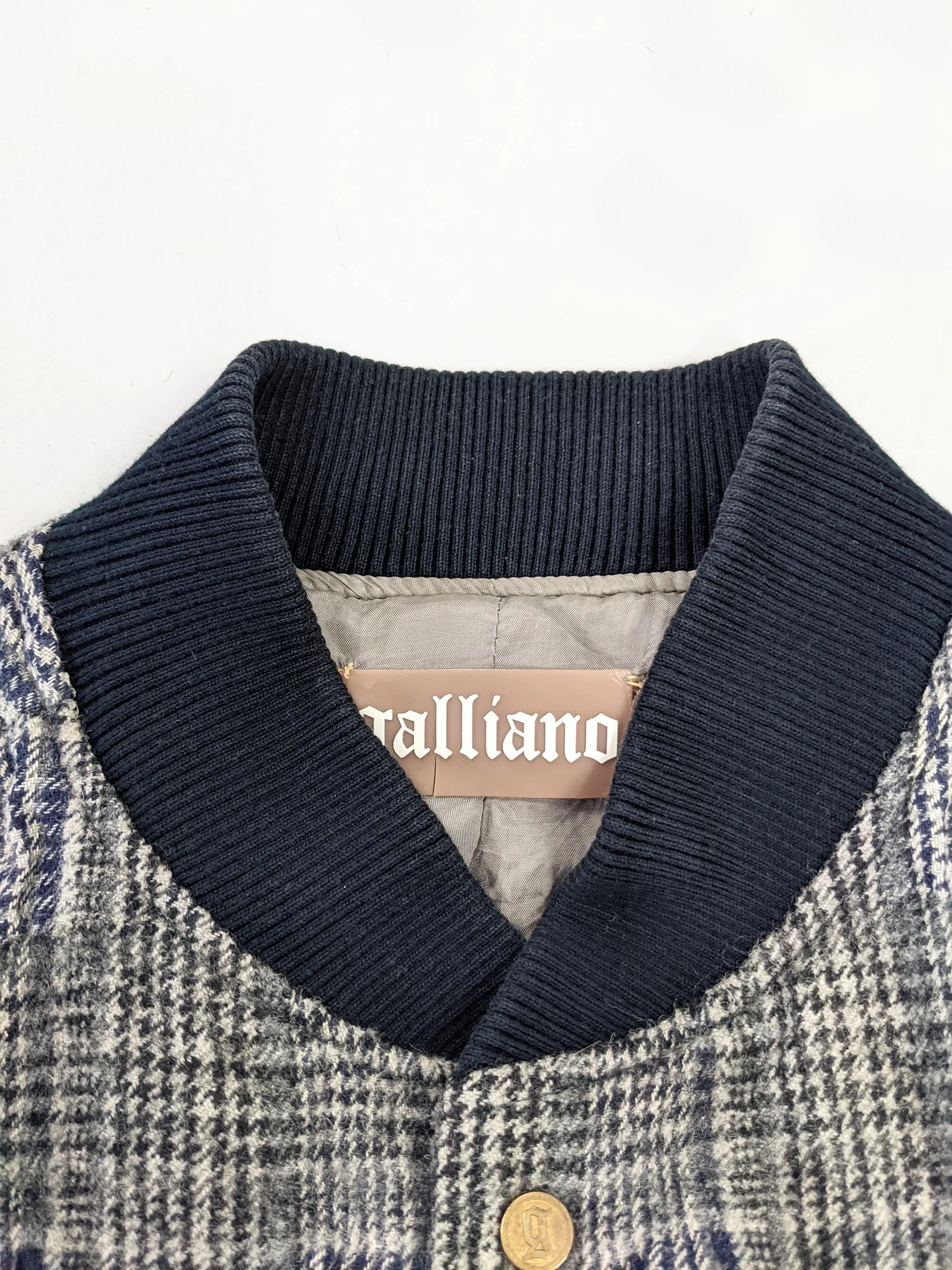 Galliano Vintage Mens Textured Tweed Bomber Jacket, 1990s