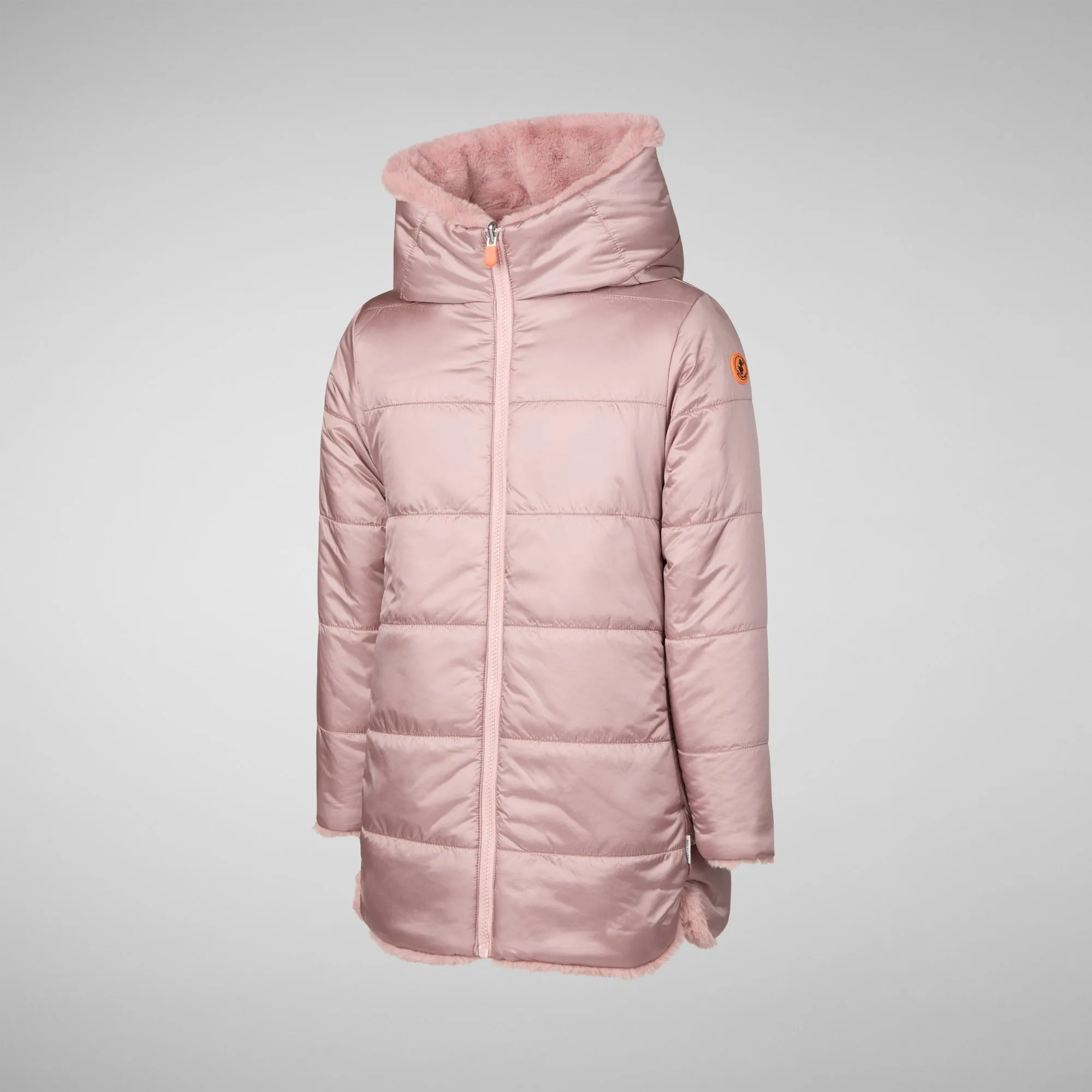 Girls' animal free Puffer jacket Flora in blush pink