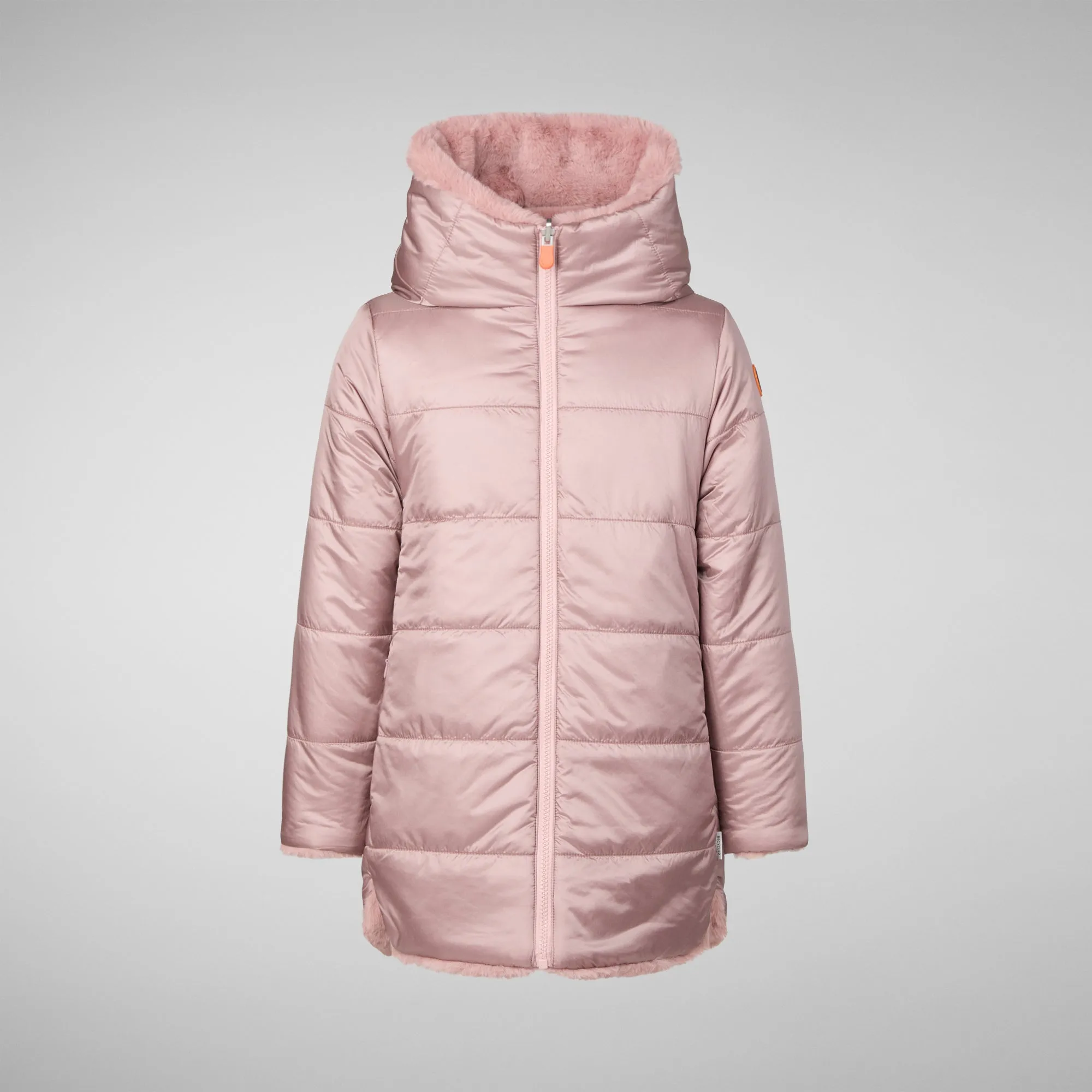 Girls' animal free Puffer jacket Flora in blush pink