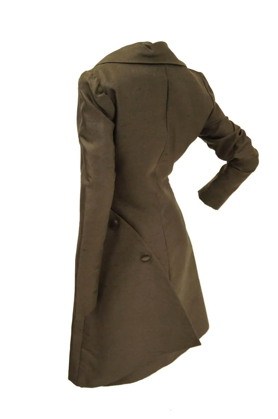 Vintage 1960s Givenchy Raw Silk Wrap Dress in Elegant Grey Umber