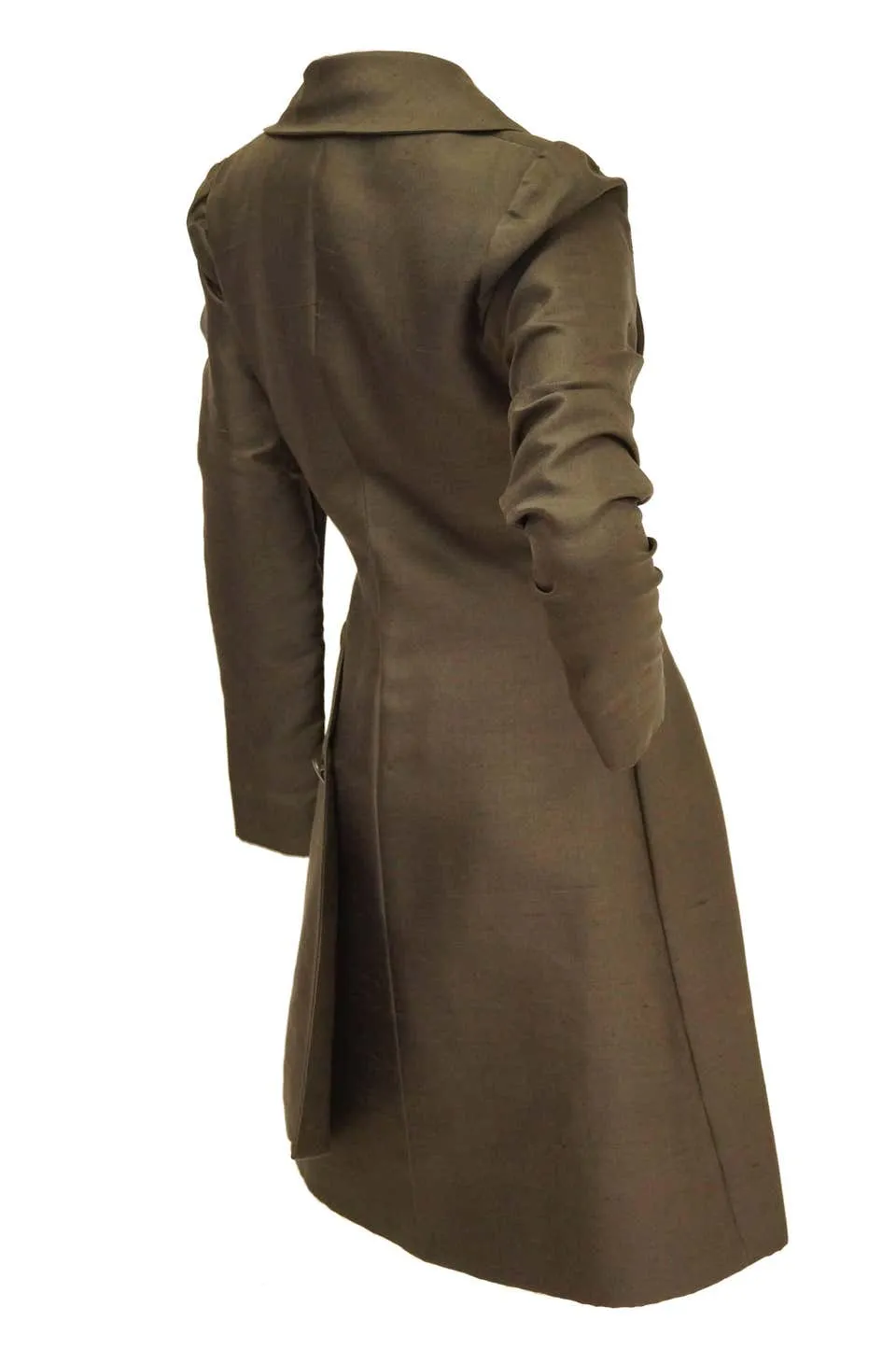 Vintage 1960s Givenchy Raw Silk Wrap Dress in Elegant Grey Umber